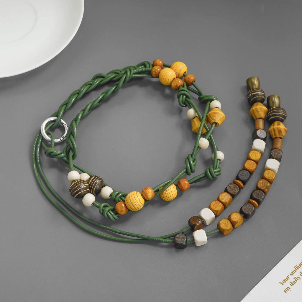 Colorful Wooden Bead Necklace by Fiona Sit - Ethnic, Woven, Long Necklace & Waist Chain
