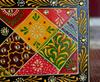 Indian Folk Art Mirror Work Wood Wall Panel: Hand-Painted Ethnic Decor