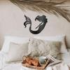 Wrought Iron Mermaid Wall Art Sculpture 11.8x9.6 Inch Fantasy Animal Decor for Living Room Home Bedroom Kitchen