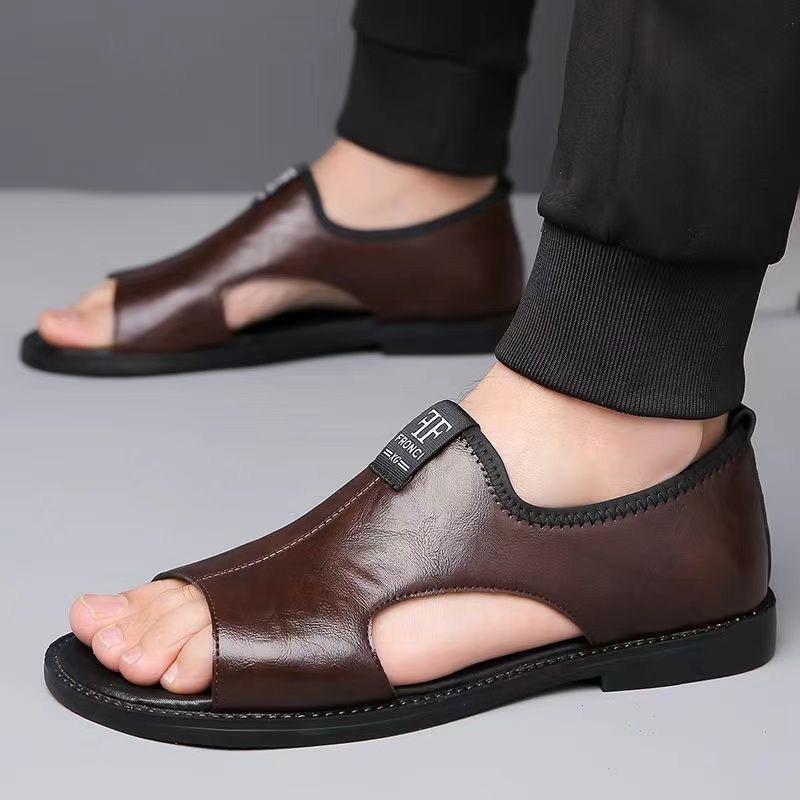 TUINANLE Men's Leather Sandals Breathable Hollow out Outdoor Casual Beach Shoes Summer New Comfort Men walking shoes