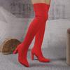 Comemore Women's Knited Sock Boots Autumn Winter Sexy Over-the-Knee  Boots Pointed Toe Thick High Heels Long Botas Size 36-43
