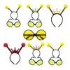 Unisex Cartoon Bee Shape Headband Carnivals Party Rave Bee Style Sunglasses Set