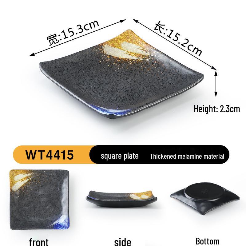 Japanese Retro Melamine Rectangular Plate for Hot Pot, Sushi, Yakiniku, and Barbecue