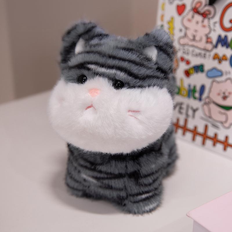 Cute Big Face Cat With Birthday Hat Fruit Cake Snack Bib Decor Kawaii Grey Orange Cats Kittens Plushie For Kids Birthday Gift