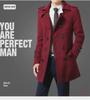Men's Mid-Length Woolen Double-Breasted Windbreaker with Velvet Lining - Autumn/Winter 2021 Trend