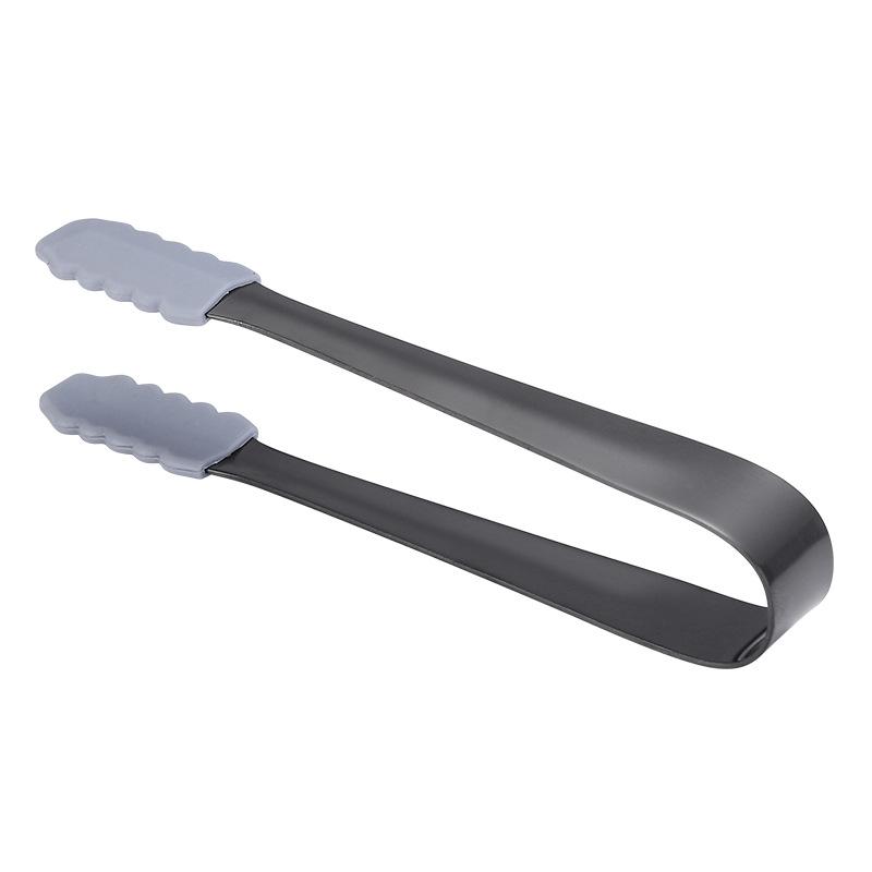 1pcs Stainless Steel Anti-skid Silicone Ice Clip Food Bread Clamp Food Grade Tongs Multipurpose Durable Clamp Sugar Cube Tongs