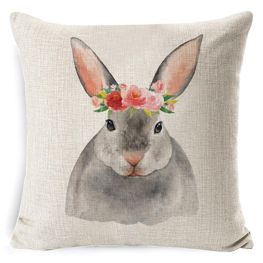 New Digital Printing Easter Theme Pillow Cover Cushion Cover Cute Bunny Truck Animal Pillow Cover
