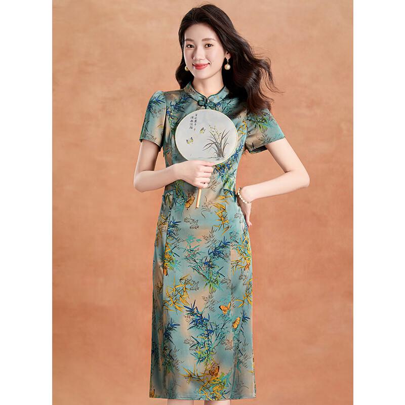 New Chinese Style Printed Cheongsam Dress