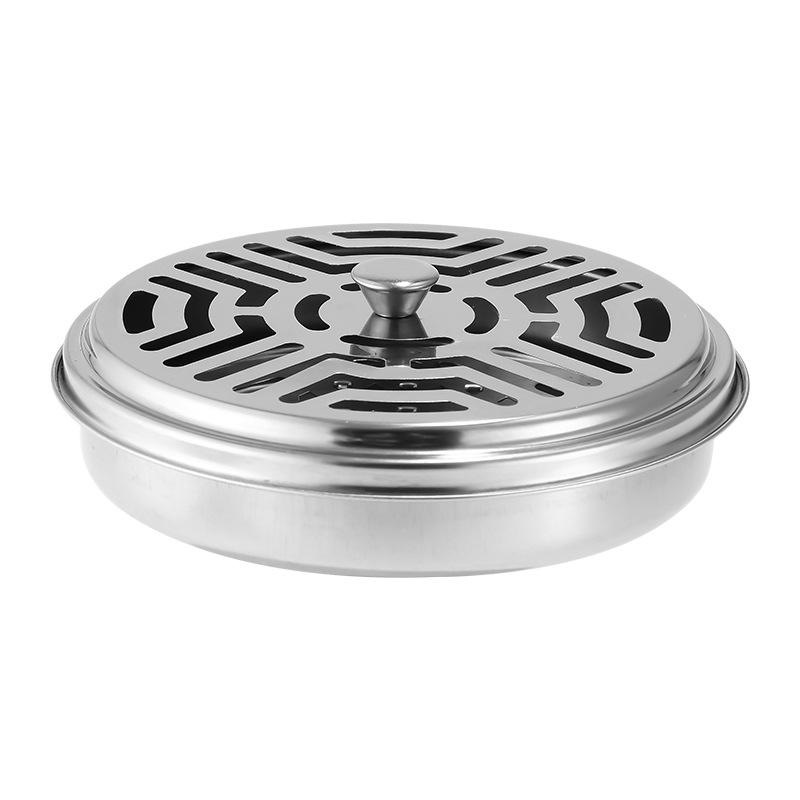 Stainless steel mosquito coil box, household mosquito coil tray with cover, creative connection to gray tray, mosquito coil stove mosquito coil tray