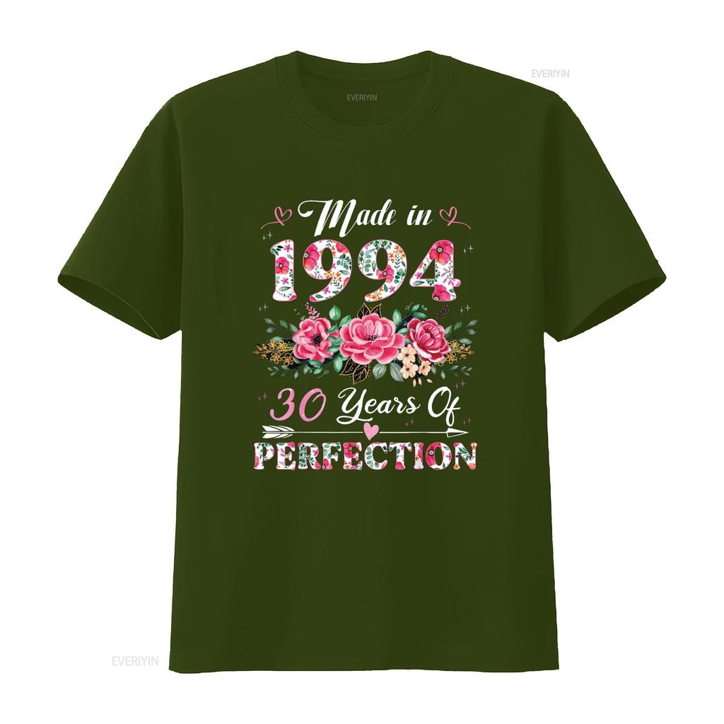 30 Year Old Made In 1994 Floral 30th Birthday S Women T Shirt Vintage Washed Breathable Unisex Slightly Casual Soft Stylish