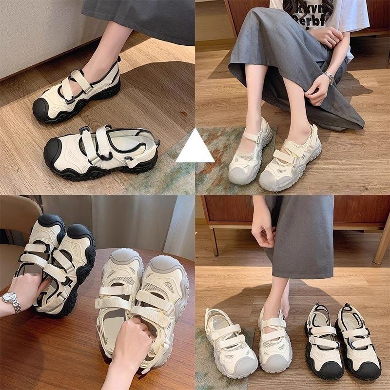 Ugly cute thick-soled bag head sandals for women in summer wear new breathable hollow sports dad hole shoes