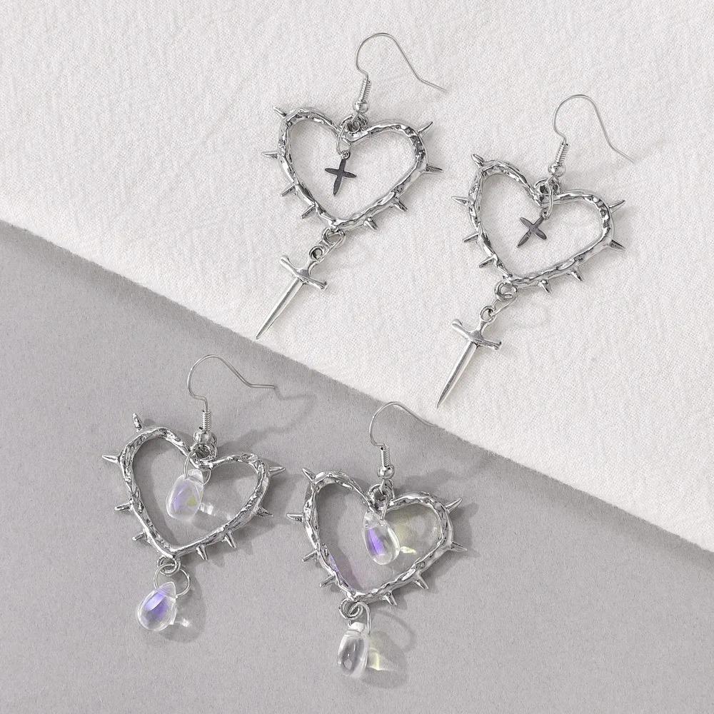 Trend Cross Black Heart Shaped Pendant Earrings Set  Luxury Quality Jewelry Birthday Gift