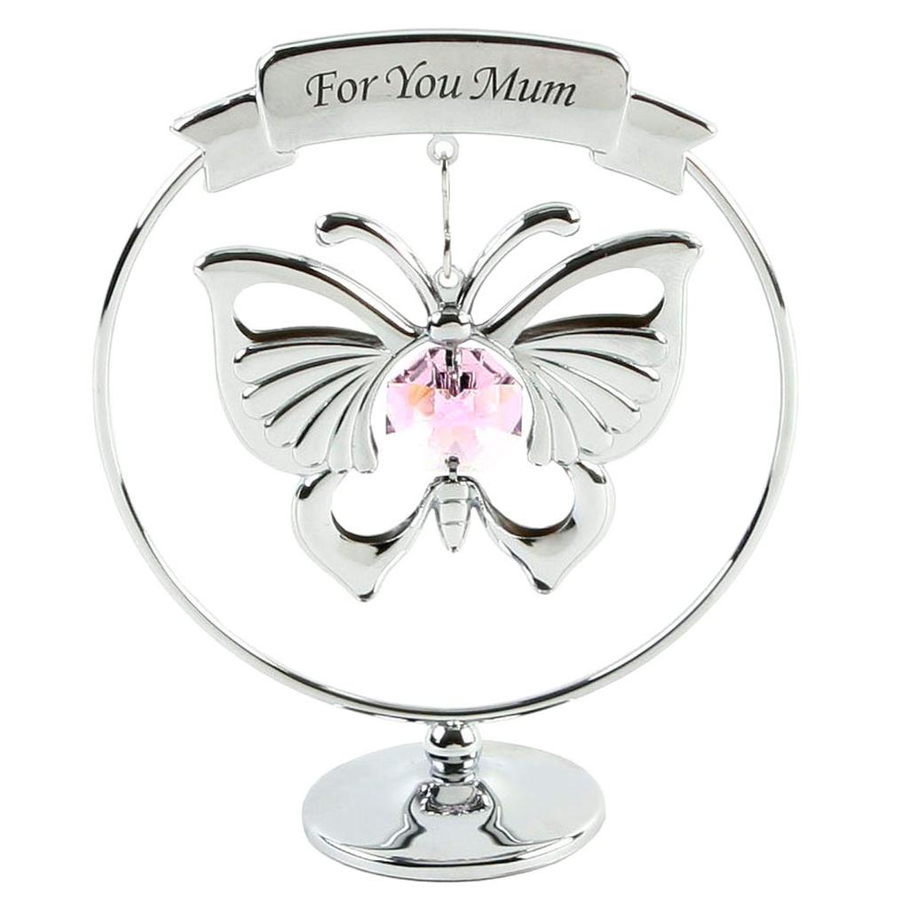 Crystocraft For You Mum Chrome Plated Butterfly Ornament