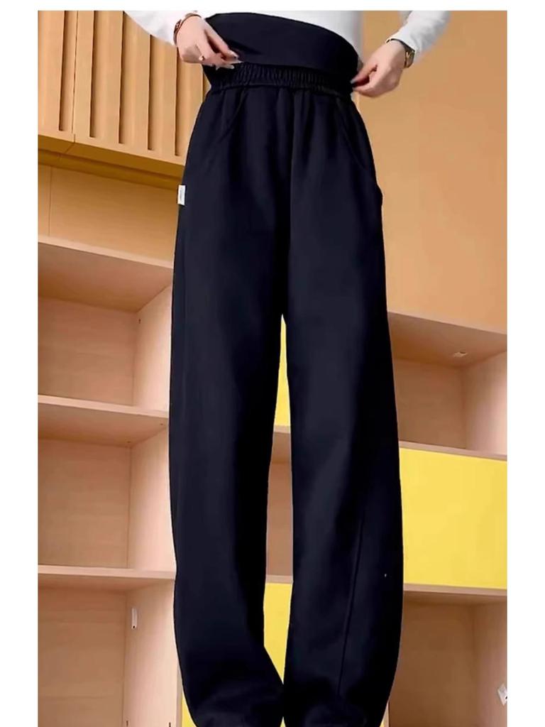 High-Waisted Women's Banana Pants: Fleece & Non-Fleece, Petite Fit, Wide-Leg, Casual for Autumn & Winter Sports