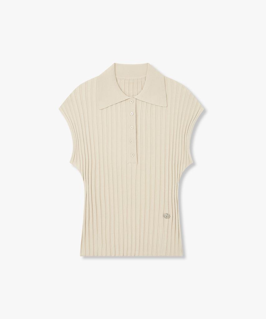 Bobeu Collared Neck Ribbed Knit Pullover_Beige 7156250004