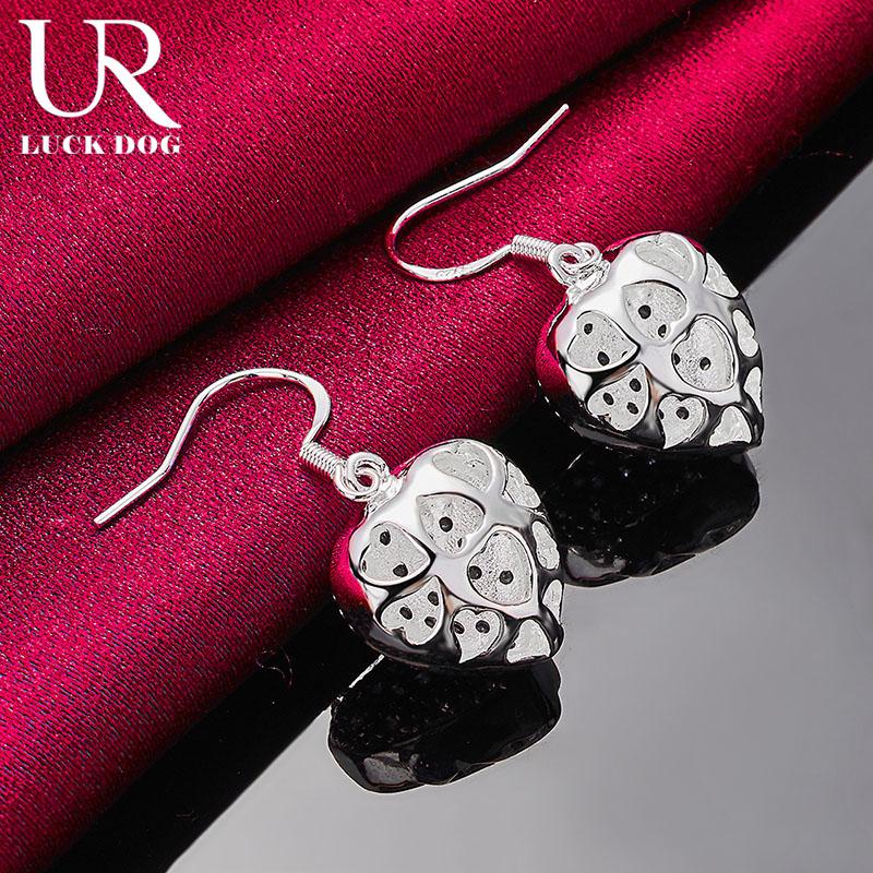 925 Sterling Silver Heart-shaped Purple AAA Zircon Piercing Earrings Fashionable Wedding Jewelry