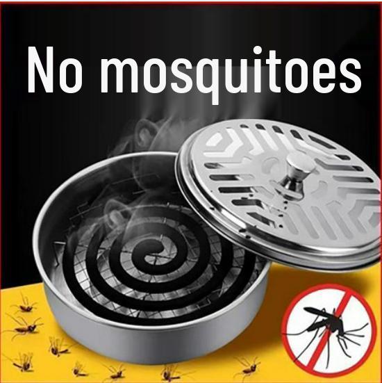 Stainless Steel Mosquito Coil Holder with Lid - Outdoor Portable Incense Burner