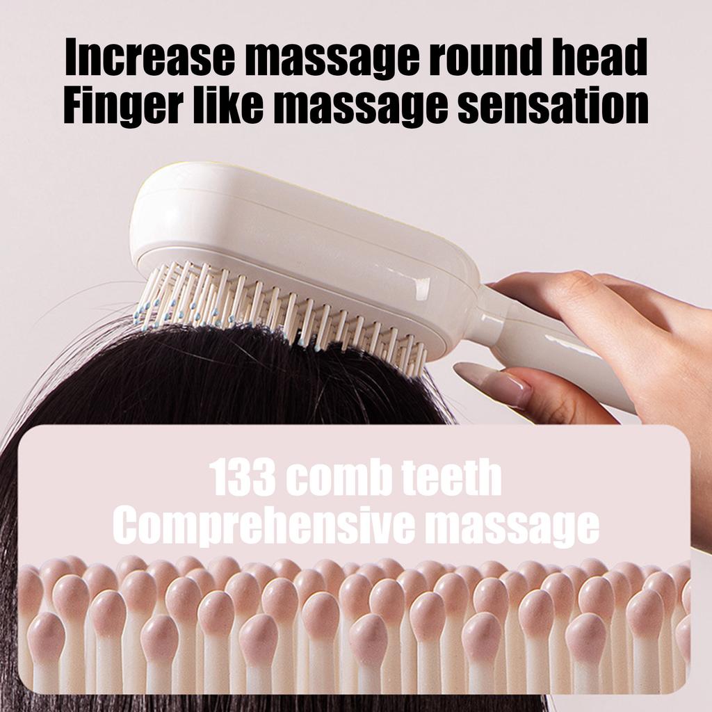 Samooczyszczający Grzebień z Poduszką – Przenośny Design Podróżny, Chowany, Łatwy do Czyszczenia, Ergonomiczny Grzebień do Masażu z Poduszką i Pierścieniem do Ciągnięcia.