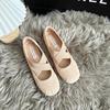 Sheepskin version inner height increase single shoes women's retro leather gentle ballet shoes temperament fairy wind cross belt grandma shoes