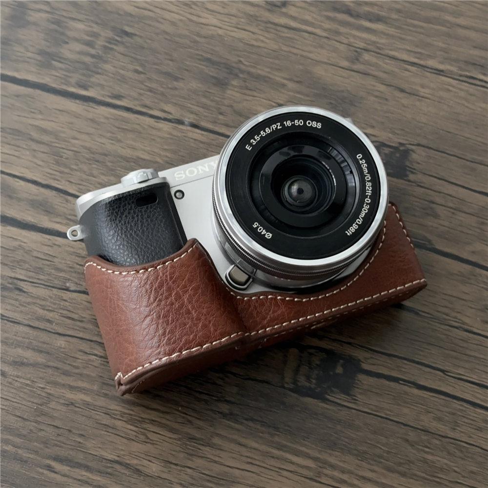 Pouzdro z PU kůže pro fotoaparát Sony A6300 A6400 A6000 A6100 se spodním otevíráním