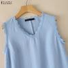 ZANZEA Women Lace Splice V-Neck Casual Sleeveless Tank Tops