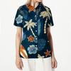Women's Hawaiian Print Short Sleeve Button Down Shirt, Casual Summer Top