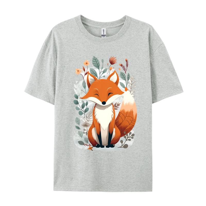 Fox Worship Cute Fox Leaves T Shirts April Fool Day Tops Shirts Short Sleeve For Unisex High Quality Premium Cotton Tshirts