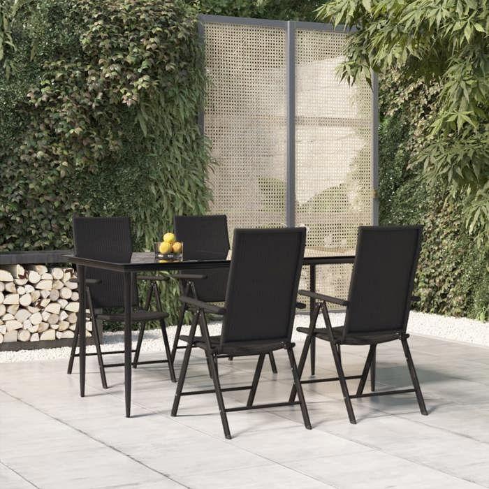 VidaXL Ensemble à manger de jardin 5 pcs Noir Résine tressée, ensemble de salle à manger d'extérieur, table et chaise de 3156516