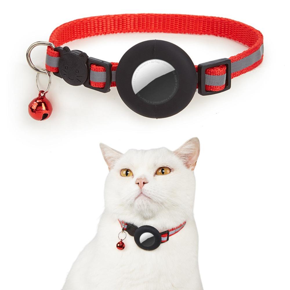 Detachable Bell Cat Collar with Reflective Strip Pet Tracker Accessories Pet Collar for AirTag