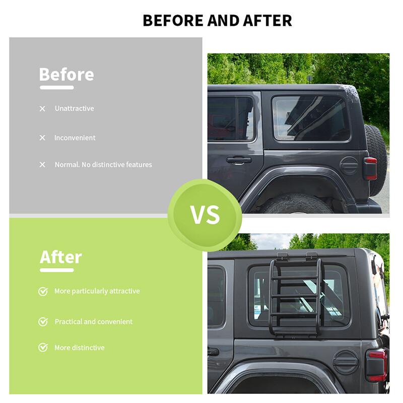 Aluminum Alloy Rear Window Extension Climbing Ladder For Jeep Wrangler JL 2018+