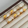 European & American Luxury Titanium Gold-Plated White Mother-of-Pearl Open Ring for Women