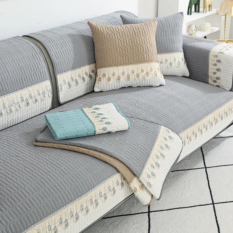 

Стеганый чехол для дивана с вышивкой перьями для гостиной, коврик для дивана, чехол для подушки, чехол для дивана, защита для мебели, домашний декор Pillow Case 1PC