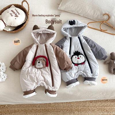 Super Schattige Baby Katoenen Jas in Koreaanse Stijl - Winter 2025 Gewatteerde Jumpsuit voor Pasgeborenen