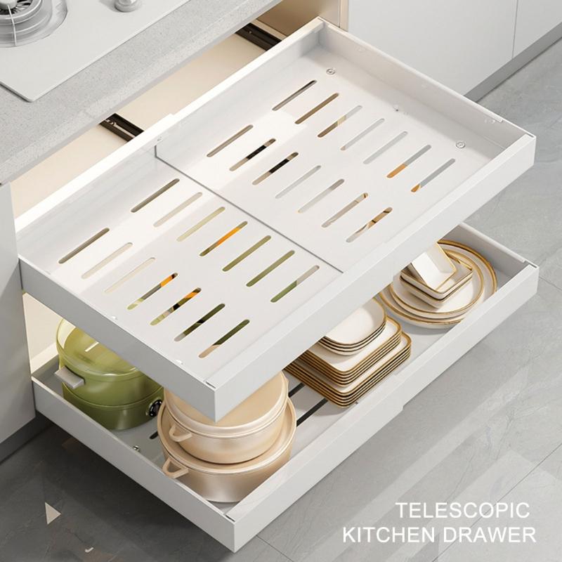 Space Saving Kitchen Cabinet Drawer Convenient Cabinet Drawer Organizers Extendable Kitchen Organization Container