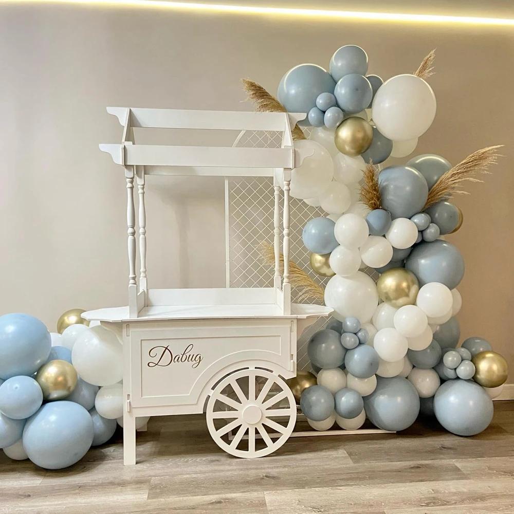 22pcs/set Baby Blue Series Latex Balloon Vintage Blue Foil Number Balloon For Boy's Birthday Party Anniversary Decoration Supply