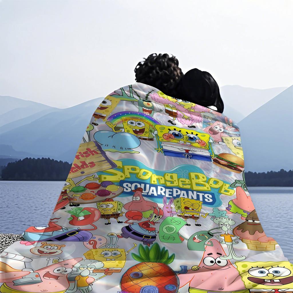 SpongeBob: Lively&Vibrant All-Character Group Portrait Print Blanket Soft Multifunctional Decortive Universal Throw Blanket Gift