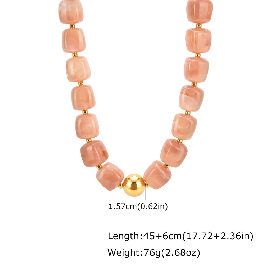 Fashion Colorful Acrylic Big Beads Heart Pendant Necklace for Women, Creative Clavicle Chain Necklace, Statement Trendy Jewelry