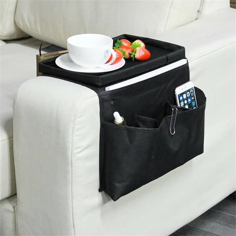 Bolsa Organizadora de Apoio de Braço de Sofá com 4 Bolsos - Bandeja Antiderrapante para Sofá para Controlo Remoto, Telefone, Snacks - Sala de Estar &; Essencial para Apartamento (serve Cadeira, Dormitório)