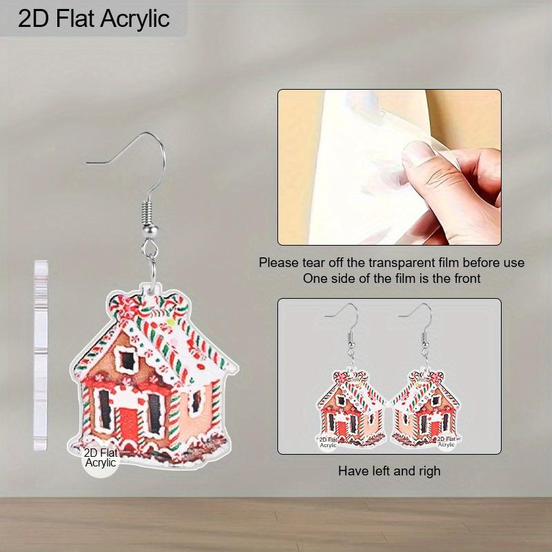 2D Flat Candy Cane House Dangle Earrings, Lightweight Acrylic Material, Suitable for Women, Ideal for Party Gifts, Jewelry, and Christmas Gifts.