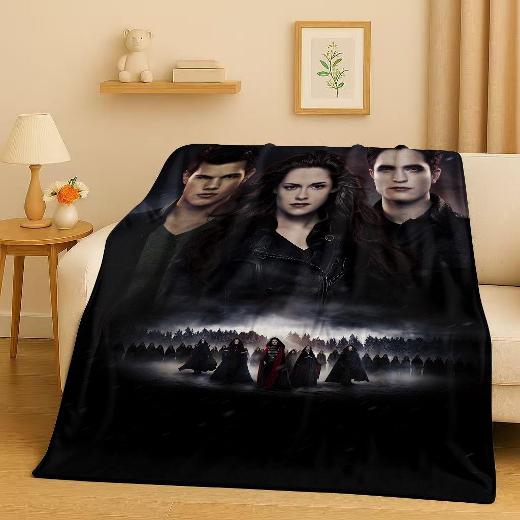 3D Twilight Saga Bella Edward Vampire Movie Flannel Blanket,Ultra Soft Warm Plush Throw for Home Bedroom Bed Sofa Cover Camping