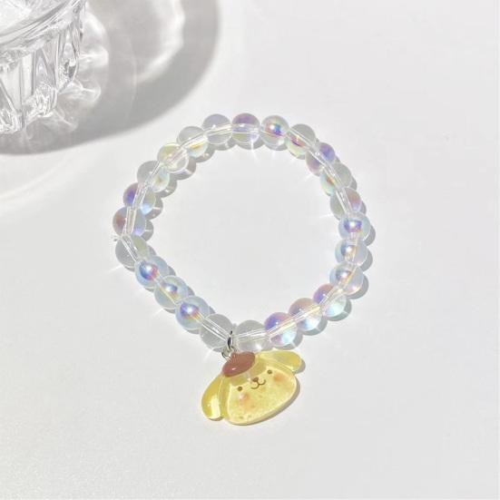 Iridescent Beaded Bracelet Clear Faux Crystal Bracelet Cute Cartoon Animal Charm Bracelet Gift for Girls Best