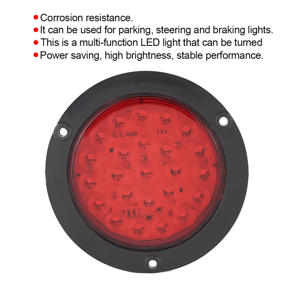 2pcs 24LEDs 4in Waterproof  Plastic Side Marker Round Lamp Trailer Truck Tail Light