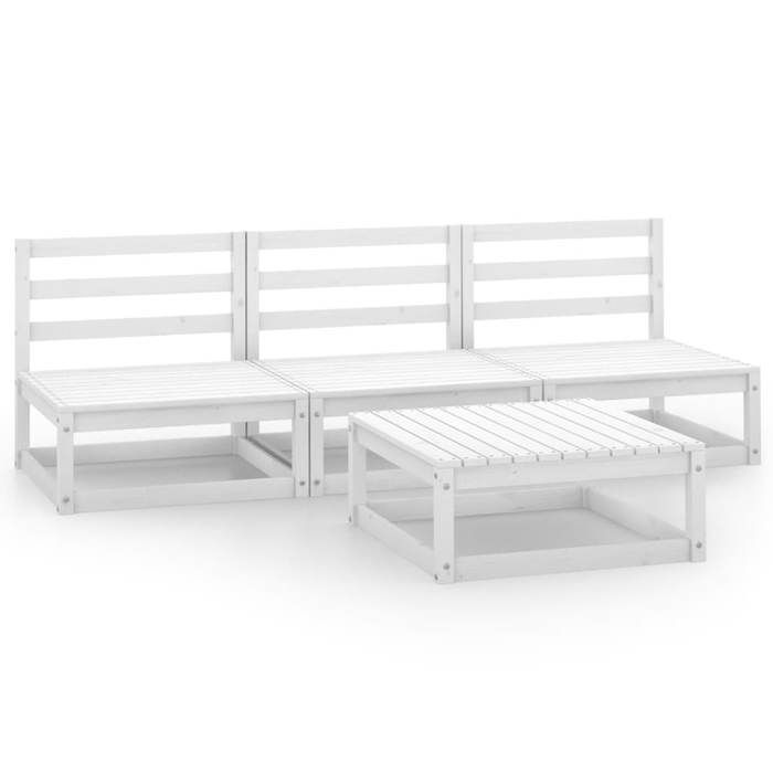 VidaXL Salon de Jardin 4 pcs Ensemble de Meubles d'Extérieur Mobilier de Patio Meubles de Terrasse Mobilier de Jardin Blanc 3075305