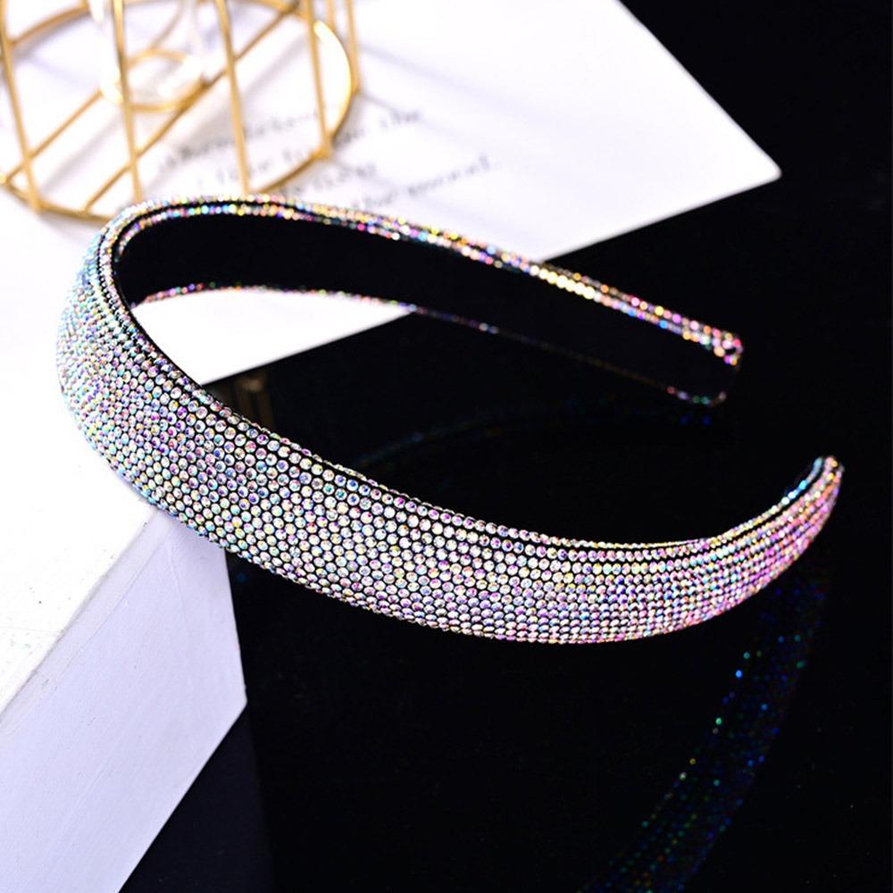 Fashion Sparkling Rhinestone Headband Cute Full Rhinestone Shiny Hair Hoop Sweet Style Velvet Headwear Wash Face