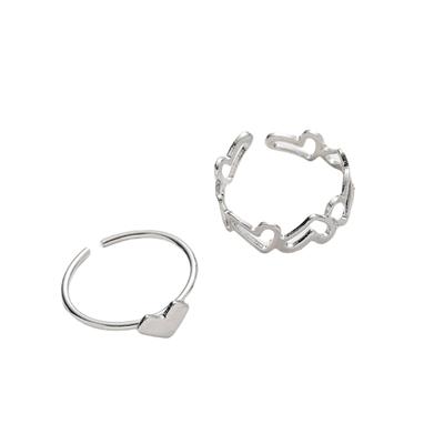2 Pack Elegant Heart Cutout Rings Fashionable Hollow Rings Adjustable Open Rings for Dates Parties and Daily Outfits