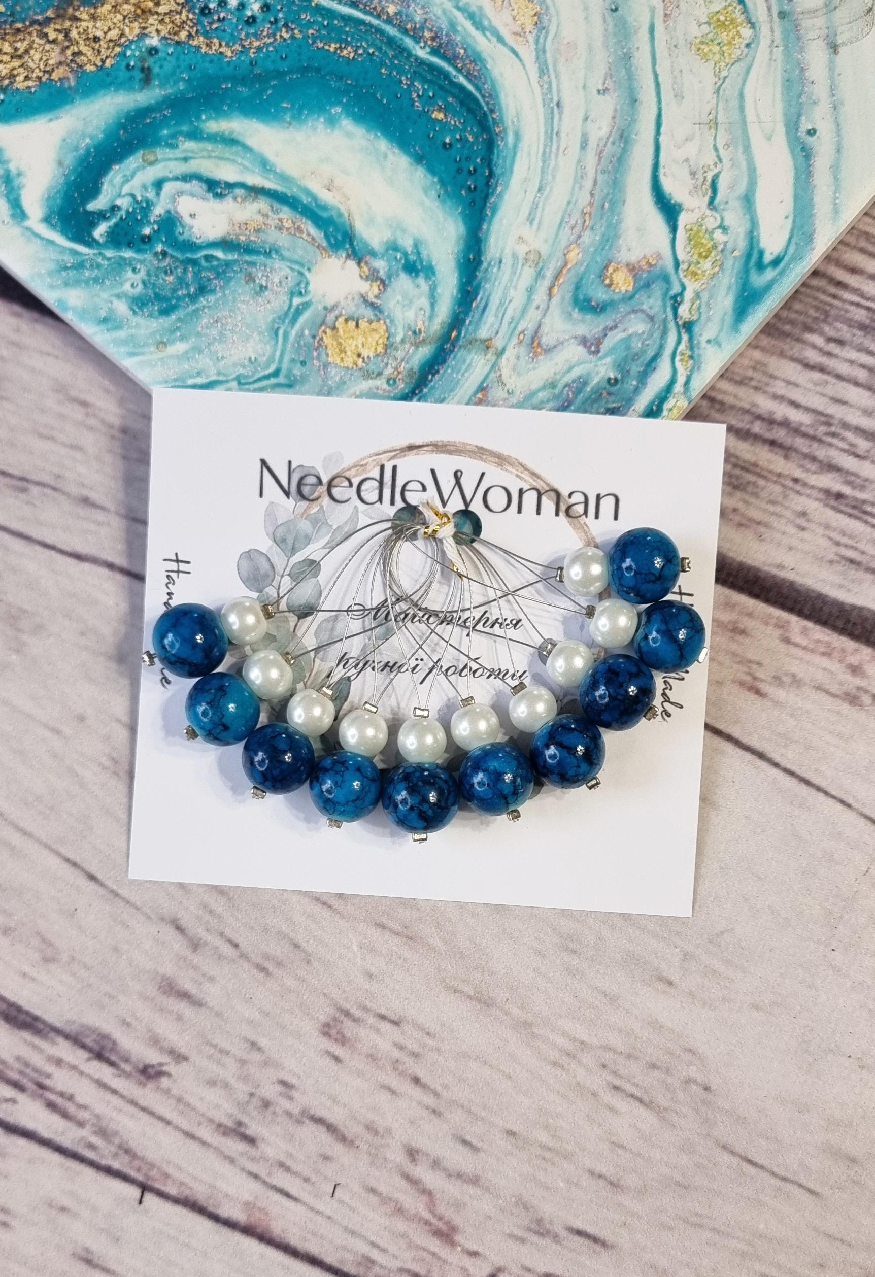 

Маркери для в язання з намистинами з скла • Набір з 10 штук • Конструкція з дротяною петлею one size джинсовий синього кольору