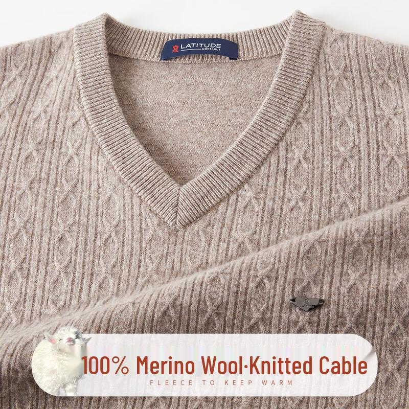 

MONTAGUT Men s V-Neck 100% Merino Wool Sweater 2XL (EU 54)