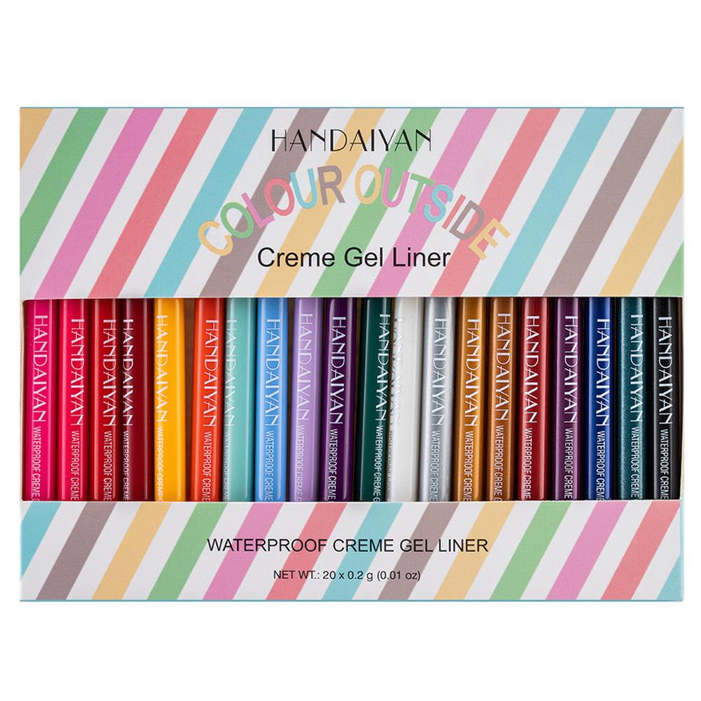 

Водостойкая и непростая для размазывания цветная подводка для глаз, гелевые ручки, набор из 20 цветных подводок для глаз, наборы водостойкой подводки для глаз, долговечные наборы