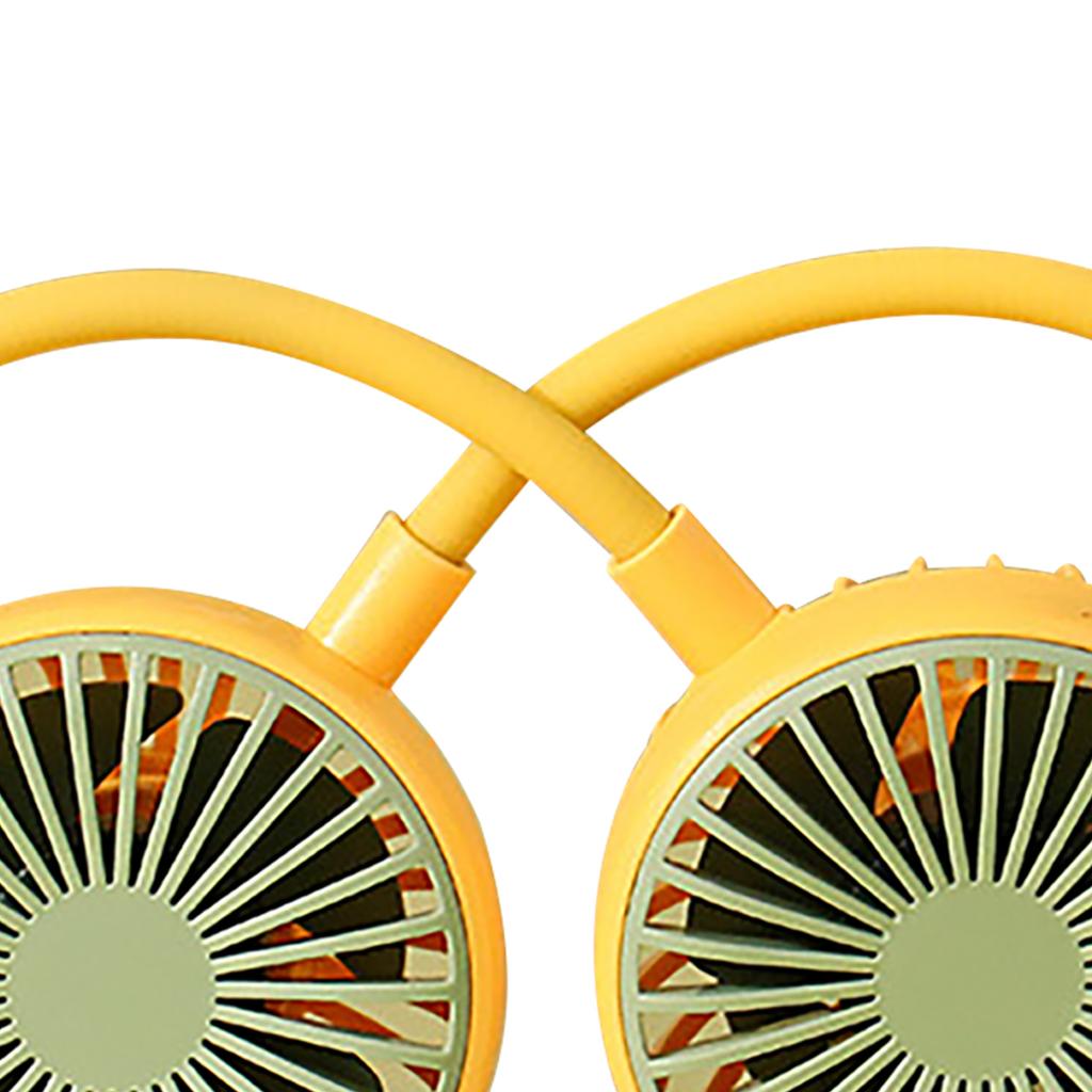 Portable Neck Fan Bendable Wearable USB Rechargeable Hand Free Mini Hanging Fan for Office Travel Yellow