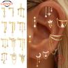 CANNER 1PC 925 Silver Eight-pointed Star CZ Piercing Earring For Women Tassel Chain Stud Earring Party Fine Jewelry